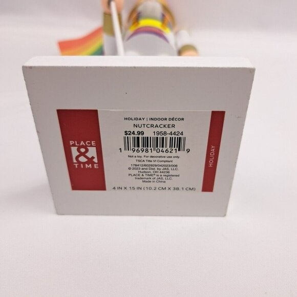 Wooden Christmas Gay And Pride Themed Flag 15 Inch Tall Nutcraker - Picture 13 of 14